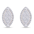 1 Carat Round Cut Lab Created Moissanite Marquise Halo Cluster Stud Earrings In 14K Rose Gold Over Sterling Silver W807