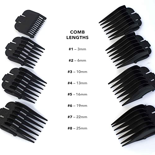 Black 8 Piece Taper Attachment Comb Set O548