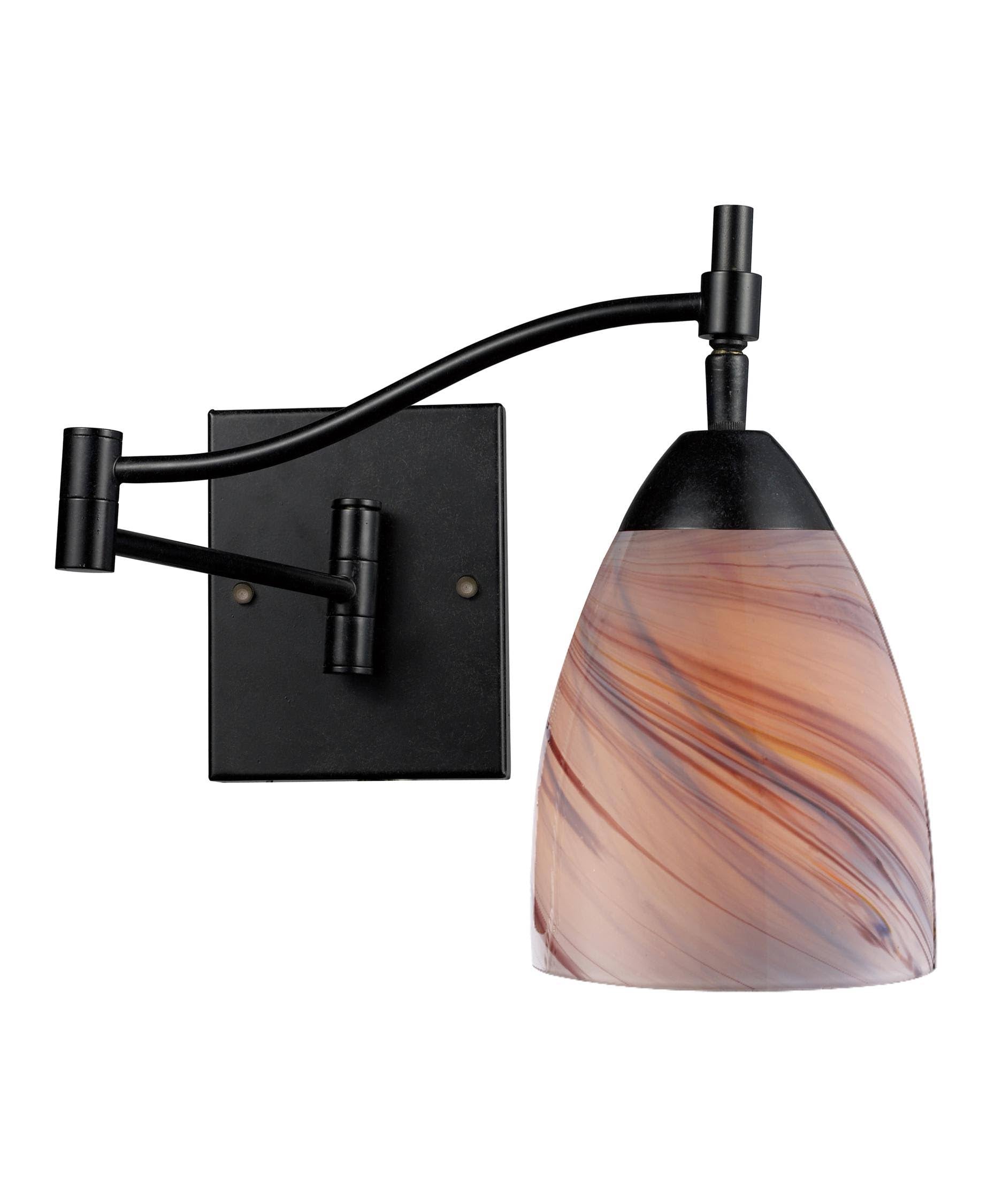 1-Light Swingarm Sconce in Dark Rust & Creme Glass W922796