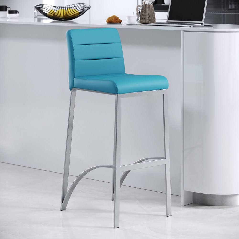 Teal Bar Stool with Metal Base A1308
