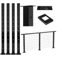 4Pack 36''x2''x2'' Black Square Weldless Stainless Steel Pre-Drilled Cable Railing Post R67224