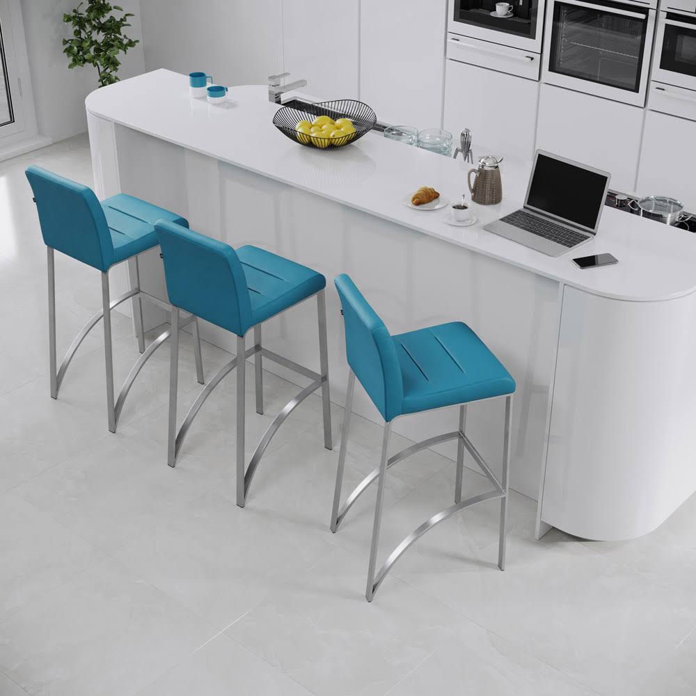 Teal Bar Stool with Metal Base A1308