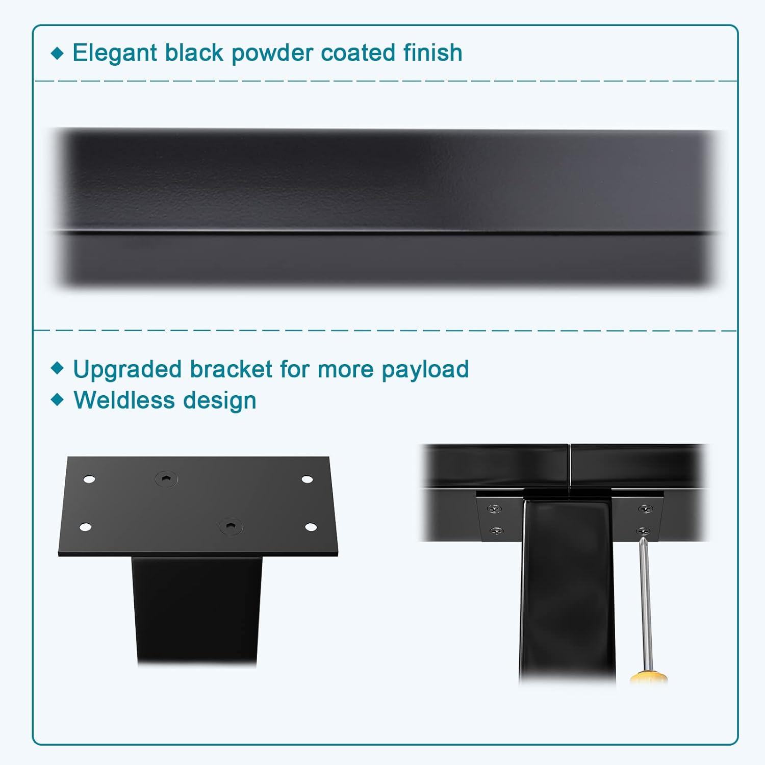 4Pack 36''x2''x2'' Black Square Weldless Stainless Steel Pre-Drilled Cable Railing Post R67224