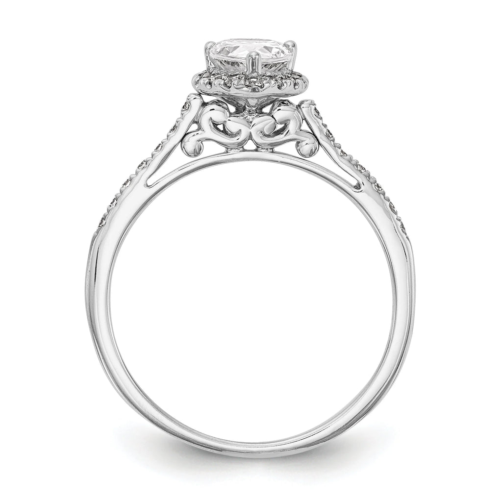 0.75ct CZ Solid 14K White Gold Pear Halo Engagement Ring D2329
