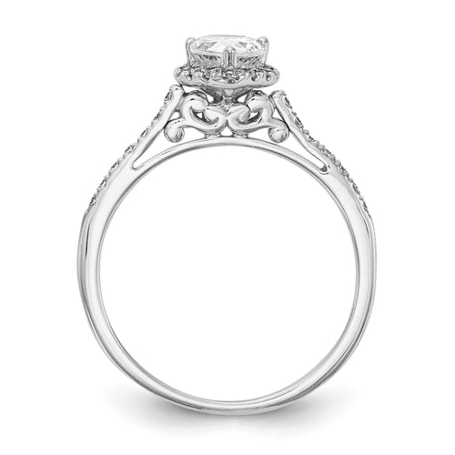 0.75ct CZ Solid 14K White Gold Pear Halo Engagement Ring D2329