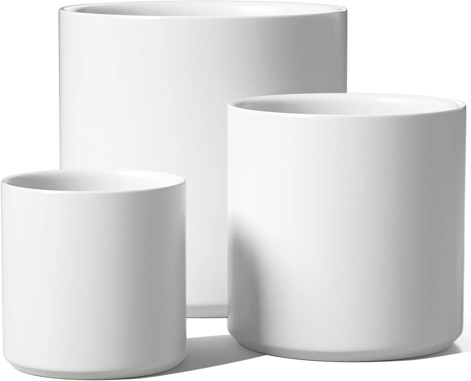 10/8/6 Inch White Ceramic Plant Pots Set of 3 L451201