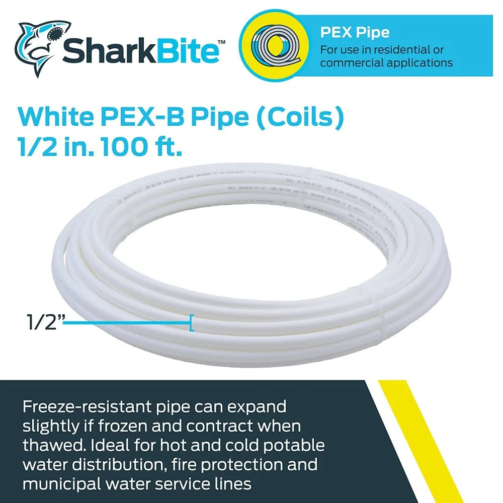1/2" X 100' White Coil PEX Pipe S468912