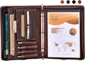 Dark Brown Genuine Leather Padfolio Binder with YKK Zipper F787