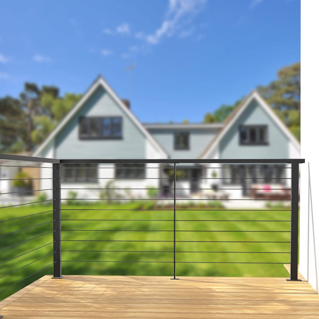 4Pack 36''x2''x2'' Black Square Weldless Stainless Steel Pre-Drilled Cable Railing Post R67224