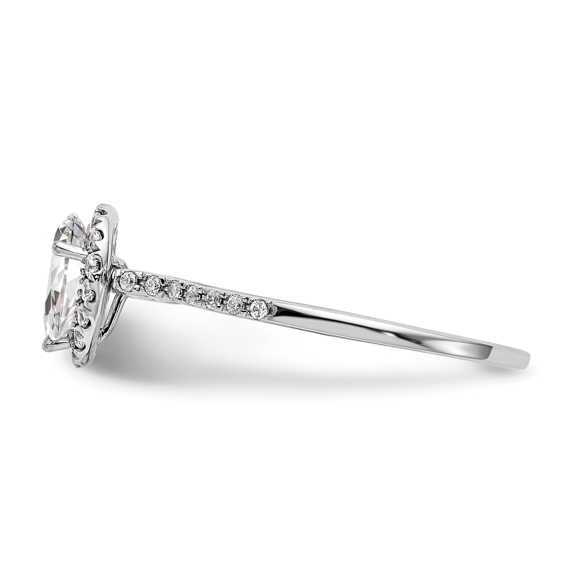 0.75ct CZ Solid 14K White Gold Pear Halo Engagement Ring D2329