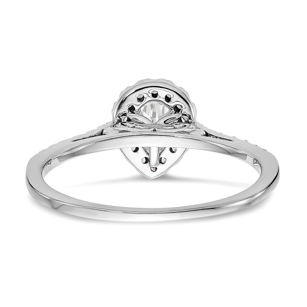 0.75ct CZ Solid 14K White Gold Pear Halo Engagement Ring D2329