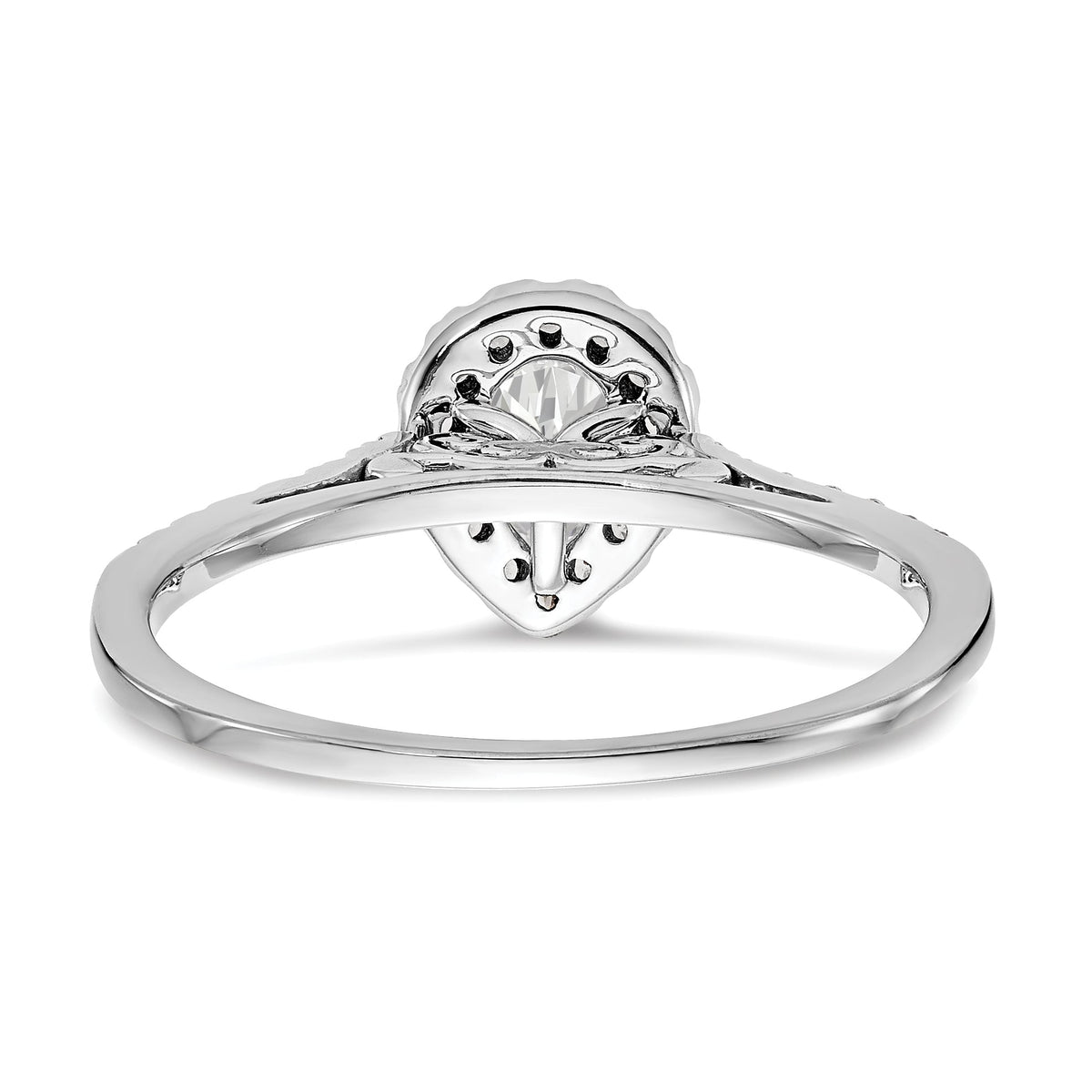 0.75ct CZ Solid 14K White Gold Pear Halo Engagement Ring D2329