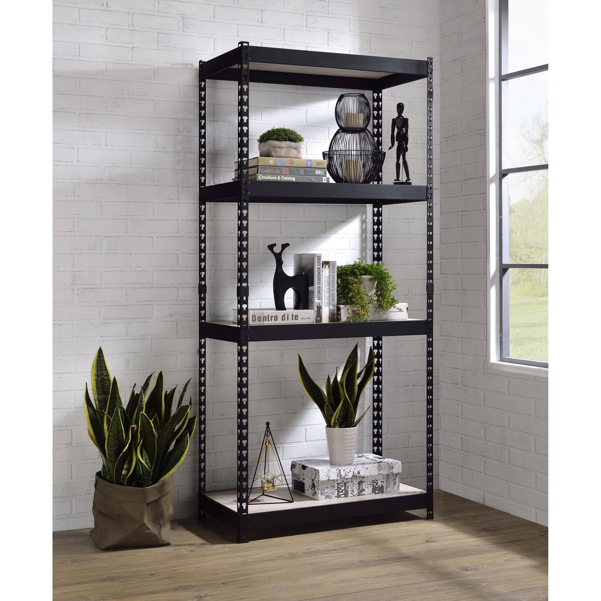 Natural & Black Finish Bookshelf P487