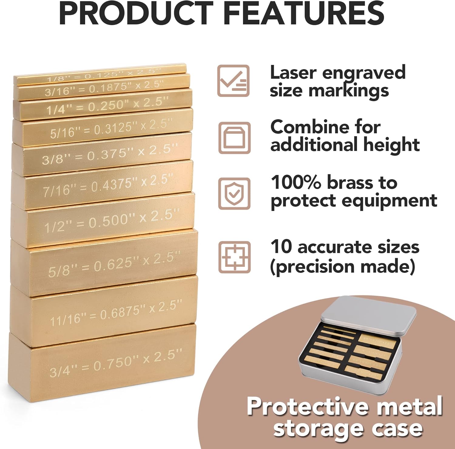 10 Brass Setup Blocks Height Gauge Woodworking Tools M22512